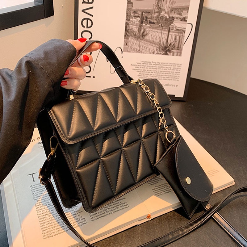 Mischa Túi Đeo Chéo Da PU Hình Thoi Màu Trơn Phong Cách retro