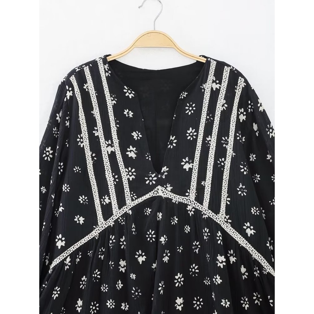 Đầm In Họa Tiết Phong Cách Châu Âu Thời Trang Xuân Hè Mới 2023 O1736