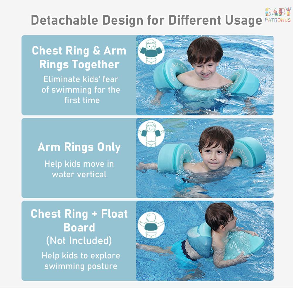 Áo Phao Bơi 3 Trong 1 Không Tay Có Thể Tháo Rời Cho Bé 3-6 Tuổi