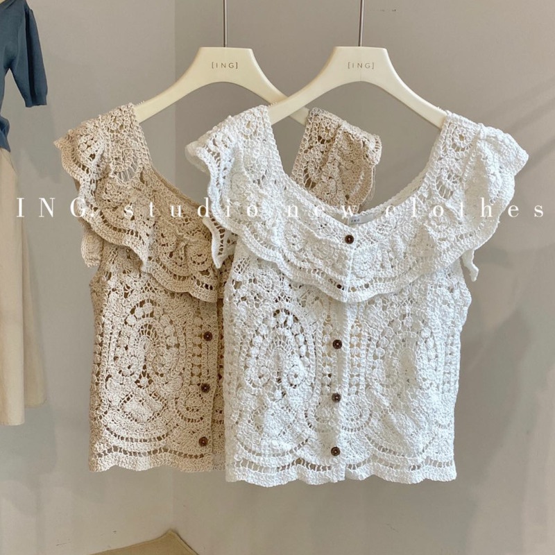 Áo Không Tay Phối Bèo Phong Cách Hàn Quốc Thời Trang Cho Nữ