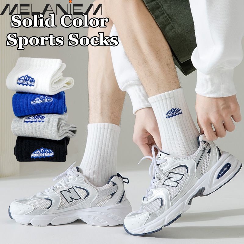 1 Đôi Tất Cotton Mềm Thấm Hút Mồ Hôi Thoáng Khí Thêu Hình Núi Tuyết Dành Cho Nam Nữ