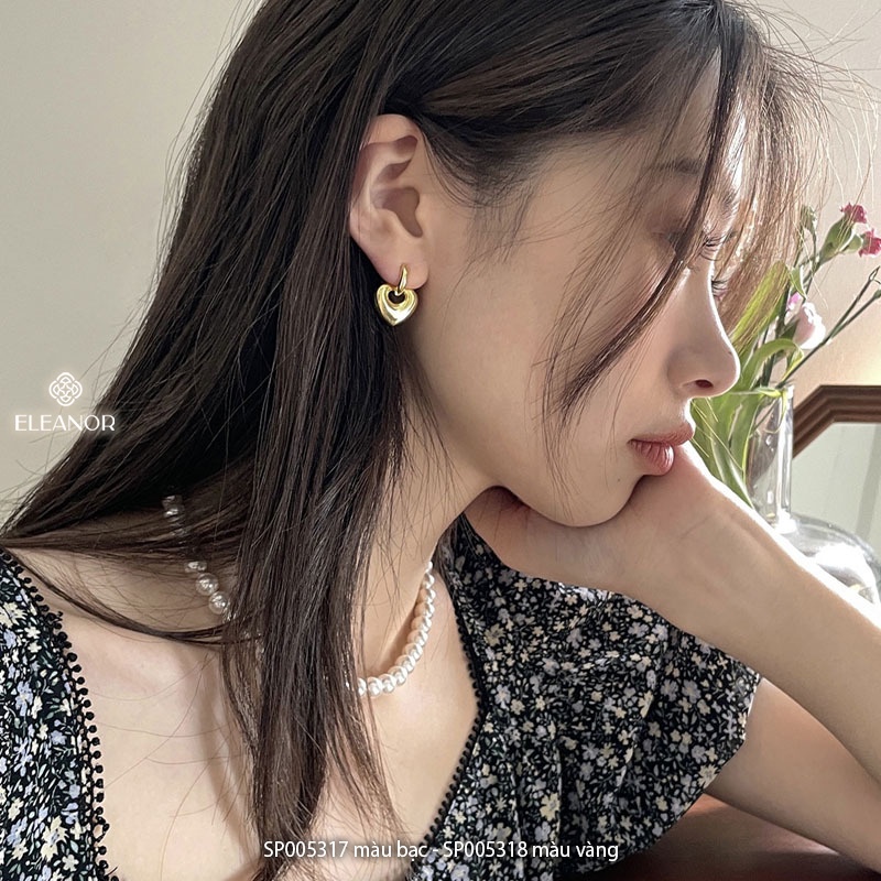 Bông tai nữ Eleanor Accessories mặt hình trái tim phụ kiện trang sức basic 5317