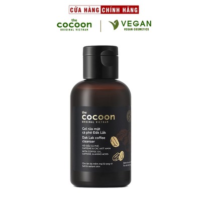 Gel rửa mặt cà phê Đắk Lắk Cocoon cho làn da tươi mới và rạng rỡ 140ml - VEGAN - Mỹ phẩm thuần chay