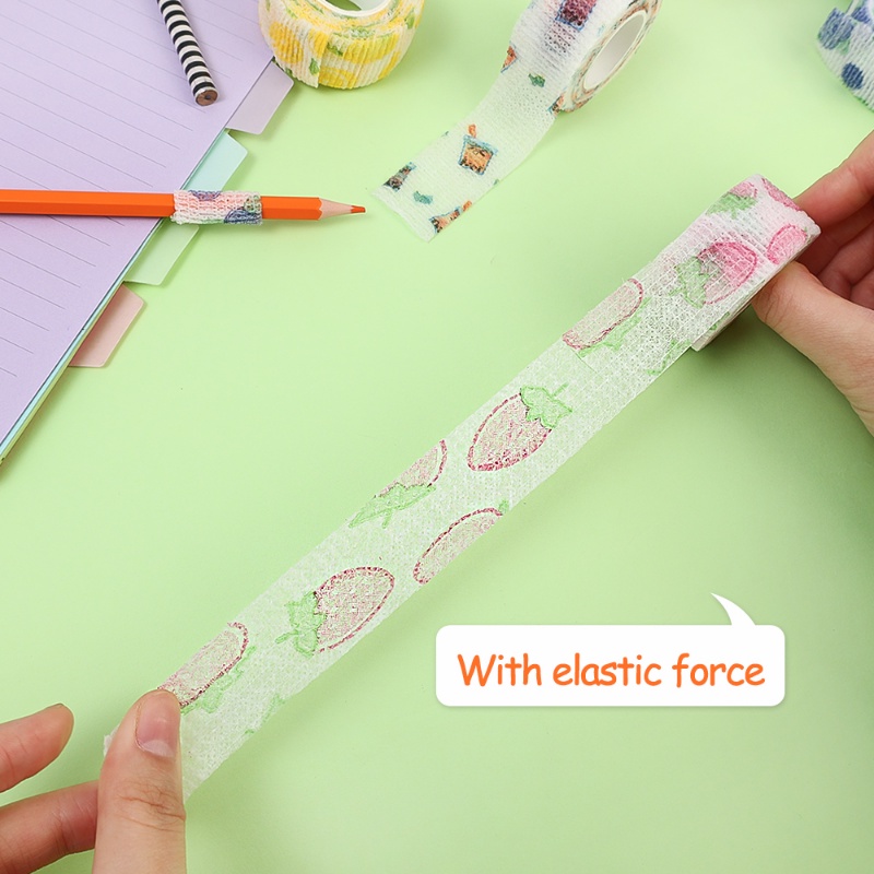 Băng Quấn Ngón Tay Co Giãn Tự Dính In Họa Tiết Hoạt Hình Dễ Thương 2.5x450cm