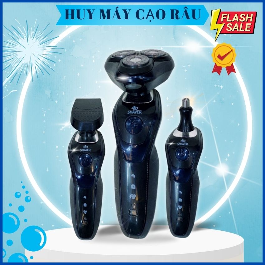 Máy cạo râu đa chức năng Shaver 1588 4D 3in1, 3 lưỡi kép tự mài sắc, cạo sát sạch êm, chống nước