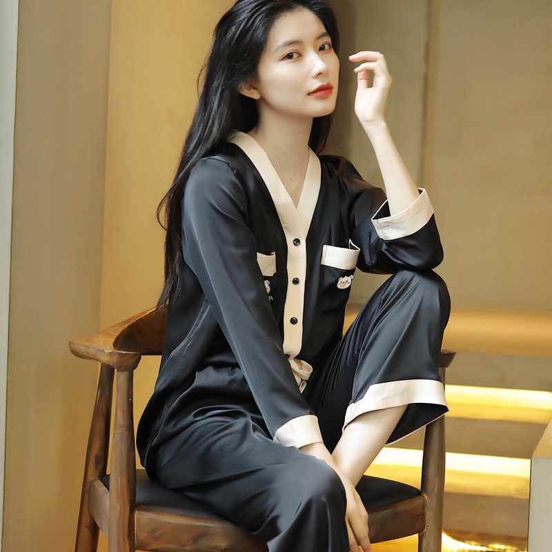 Bộ Đồ Ngủ Pijama Lụa DEAR MYDARLING túi gấu Cao Cấp - M016