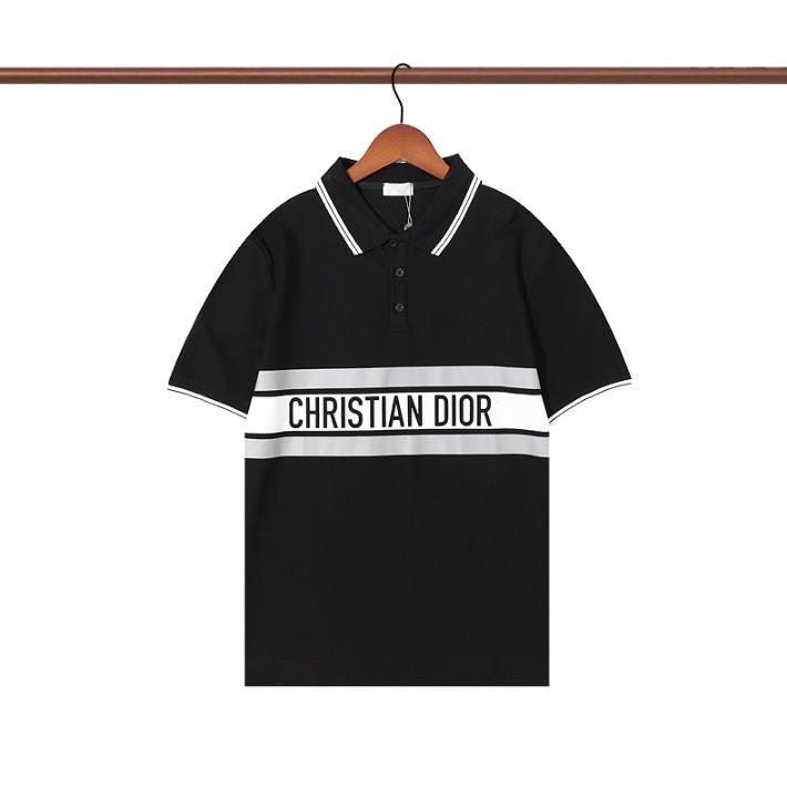 Dior Áo Thun polo Tay Ngắn Chất Liệu Cotton In Họa Tiết Thời Trang Cho Cặp Đôi