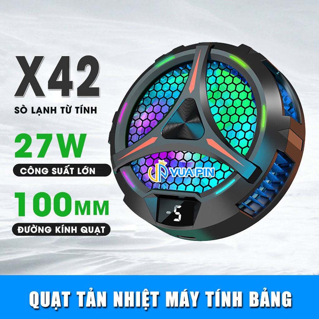 Quạt tản nhiệt máy tính bảng hỗ trợ ipad công nghệ sò lạnh siêu tản cỡ lớn X42 công suất 27W