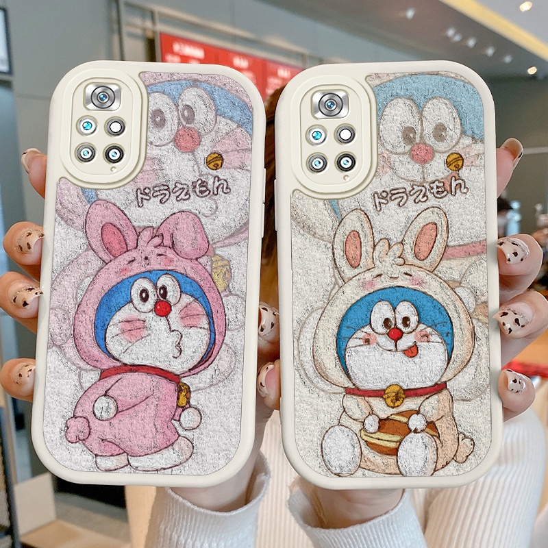 Ốp Điện Thoại Da PU Viền Silicon Họa Tiết Hoạt Hình Doremon Dễ Thương Chống Sốc Cho Xiaomi Redmi Note 11 Note 11S 4G