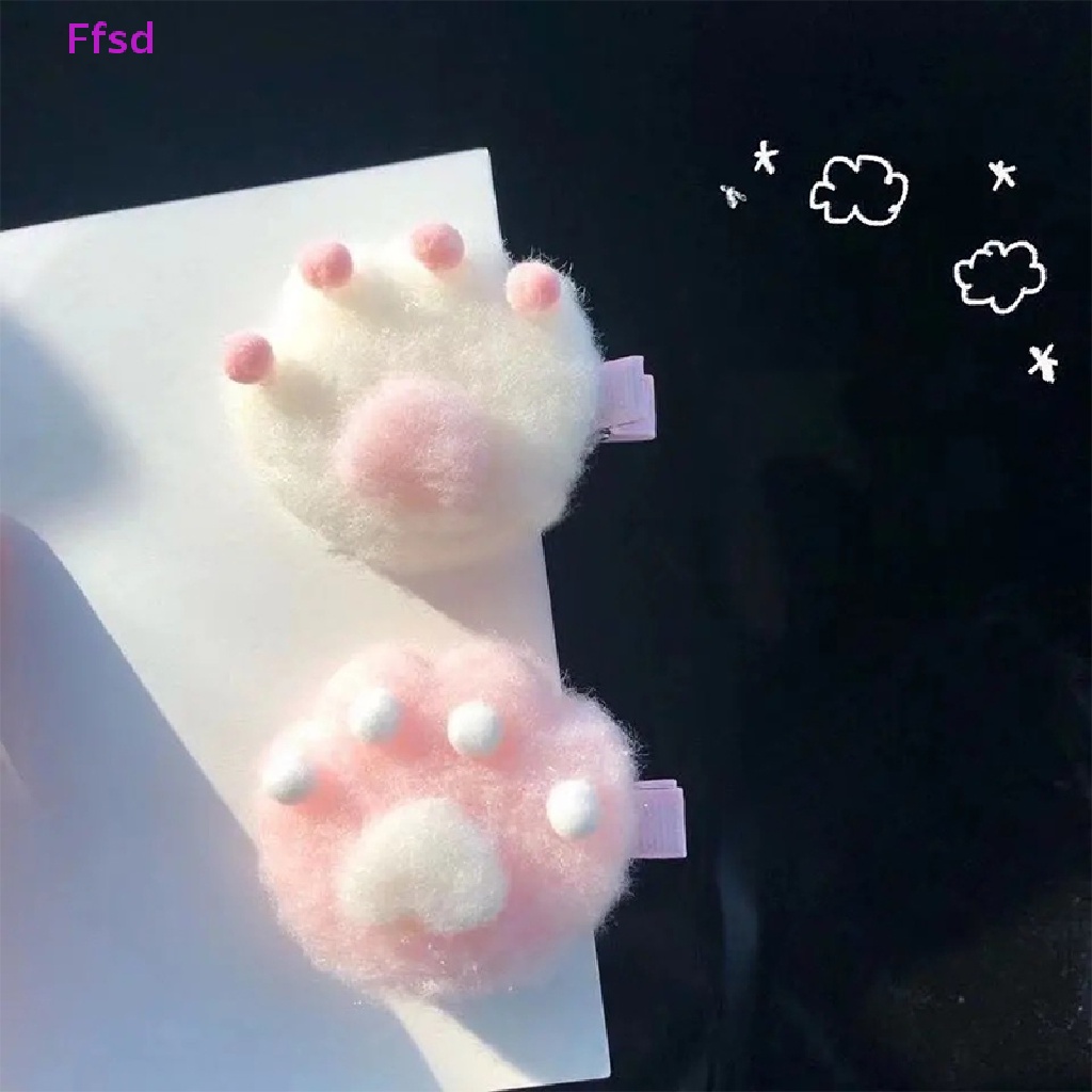 {Ffsd} Set 5 Kẹp Tóc Mái Bằng Lông Nhung Hình Chân Mèo Màu Hồng Thời Trang Thu Đông Dễ Thương Phù Hợp Với Trẻ Em * Hàng Bán Chạy
