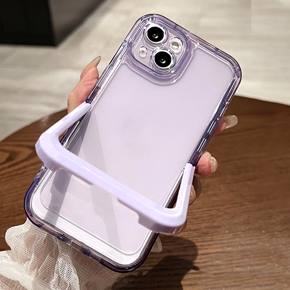 Ốp Điện Thoại TPU Mềm Trong Suốt Chống Dấu Vân Tay Có Giá Đỡ Cho IPhone 11 12 13 14 Pro Max