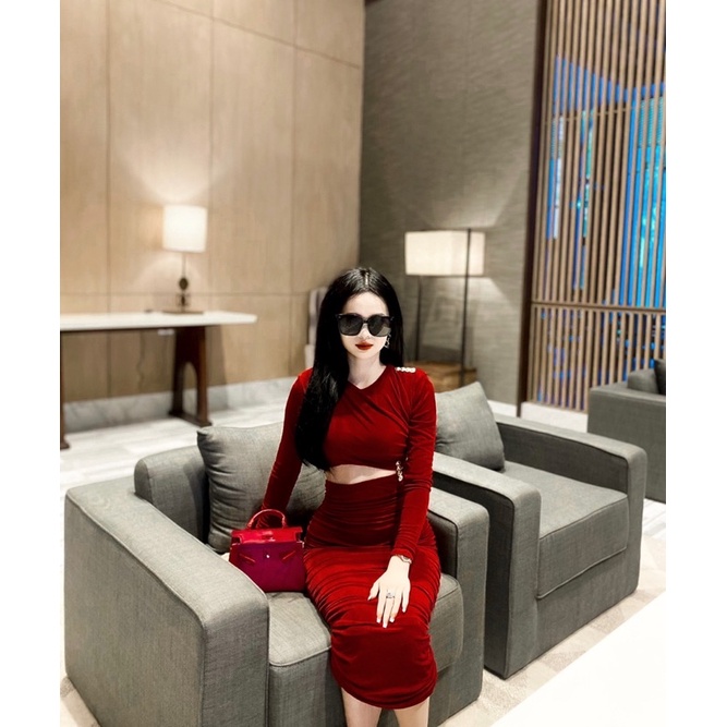 Đầm body nữ khoét eo kèm tag váy đi chơi ôm body sang trọng tiểu thư