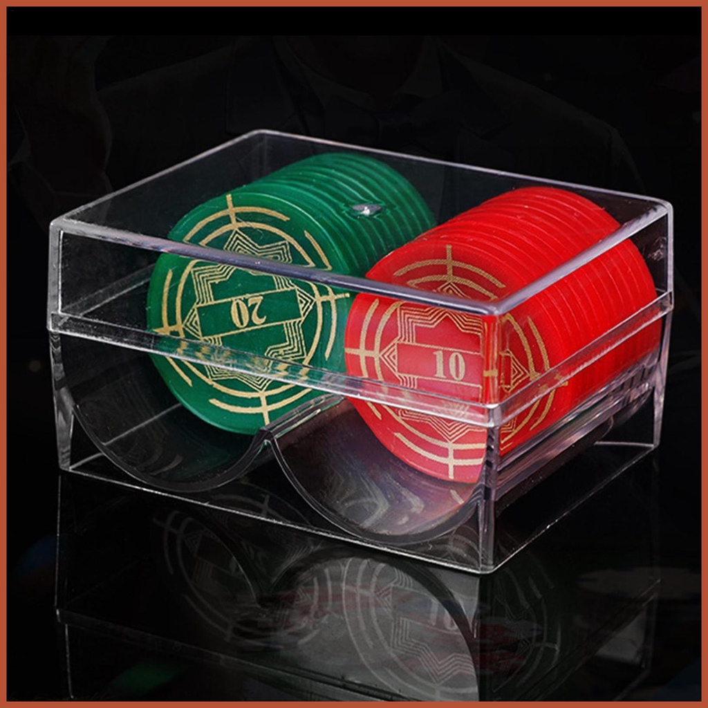 Hộp Đựng Thẻ Bài Poker 2 Ngăn Bằng Acrylic Trong Suốt Cho Chip Kích Thước Tiêu Chuẩn 10 Total Tra bhsydvn