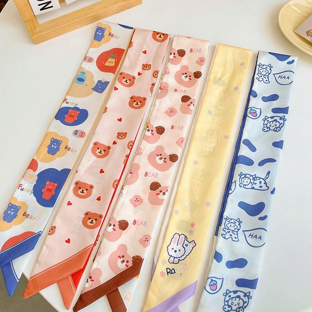 Dây Buộc Tóc Lụa Satin In Họa Tiết Hoa Đơn Giản Phong Cách Hàn Quốc