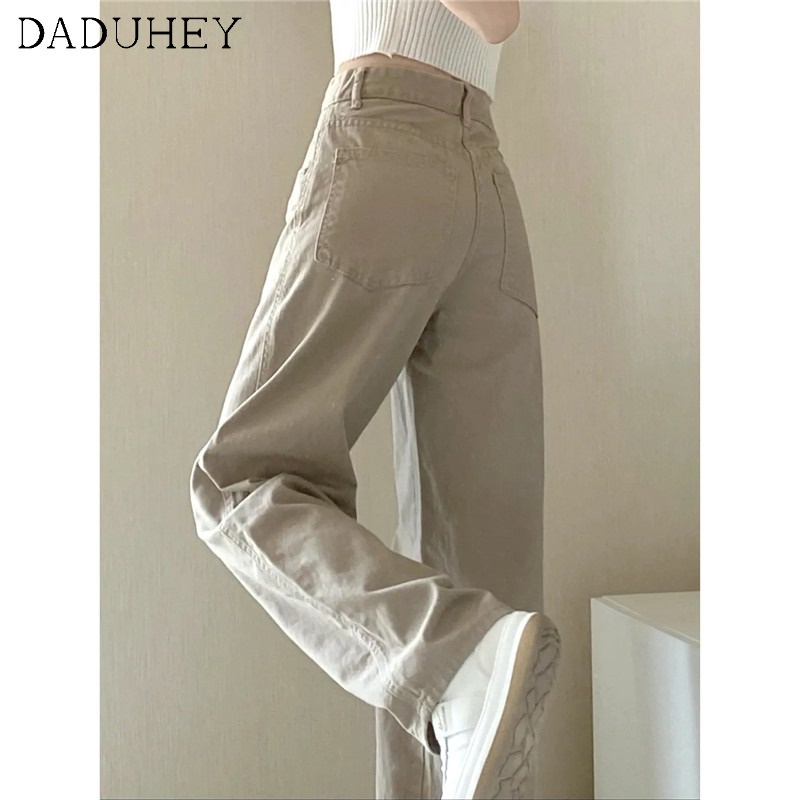 Quần jeans ống rộng eo cao thời trang đường phố sành điệu với 6 màu tùy chọn dành cho nữ