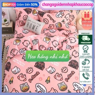 Bộ ga gối 💖1m8x2m💖 drap giường poly,mẫu cute-MẪU HEO HỒNG NHÍ NHỐ
