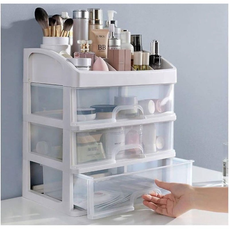 Kệ hóa mỹ phẩm Nhựa 4 Tầng đựng nhiều đồ đạc Trong Suốt