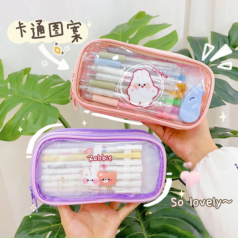Túi Đựng Bút Trong Suốt Họa Tiết Hoạt Hình Sáng Tạo Dễ Thương