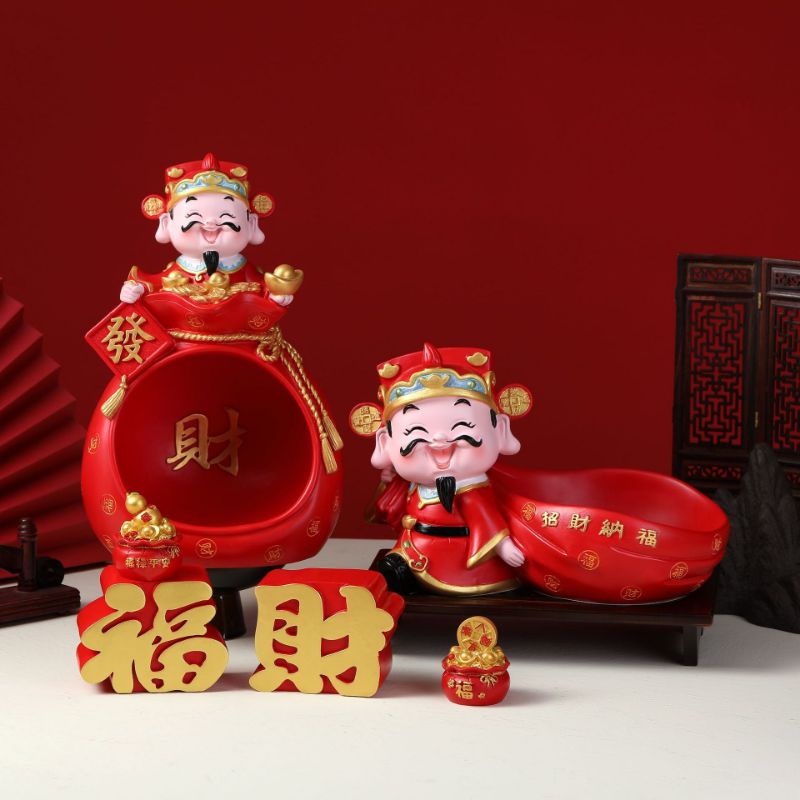 Tượng thần tài kết hợp giá đựng kẹo, đồ vật trang trí nhà cửa
