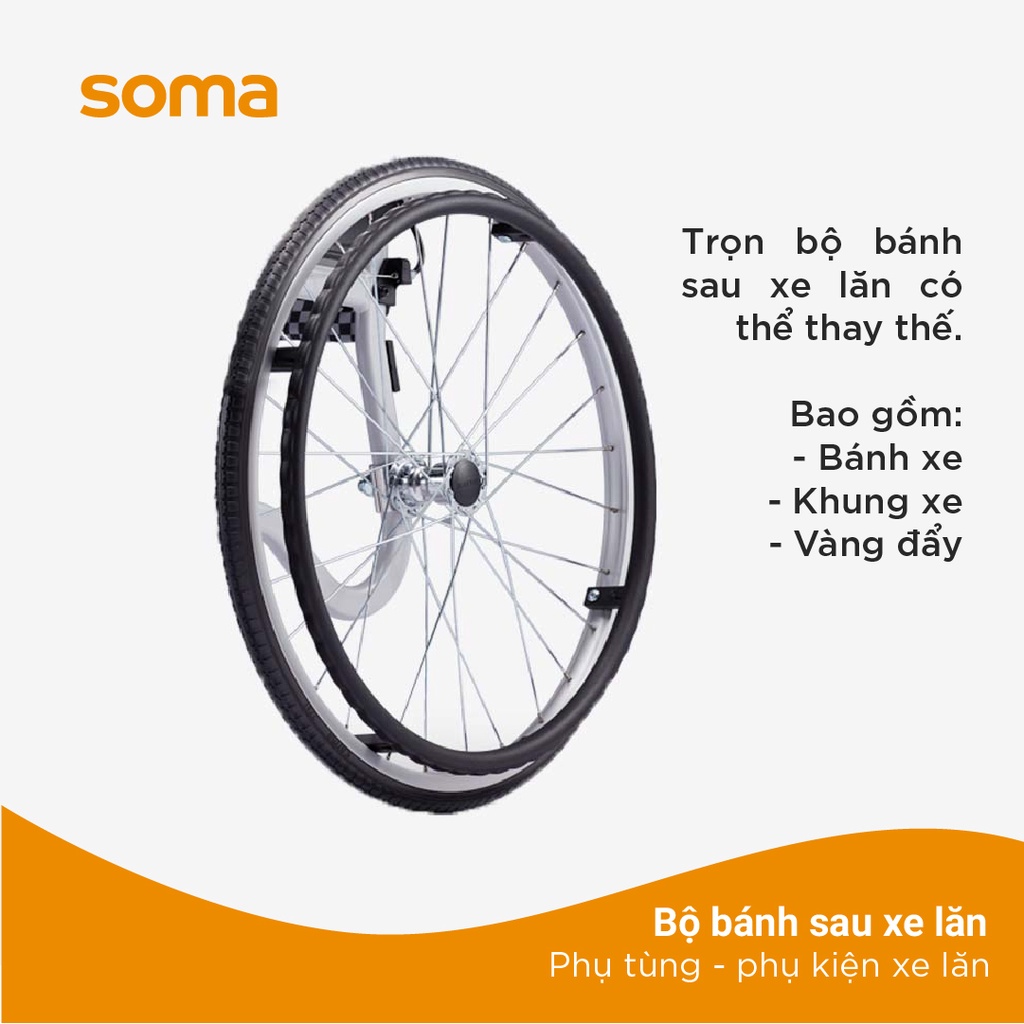 Phụ Kiện Xe Lăn KARMA Trọn Bộ Bánh Sau Sử Dụng Cho Xe Lăn SOMA/AGILE