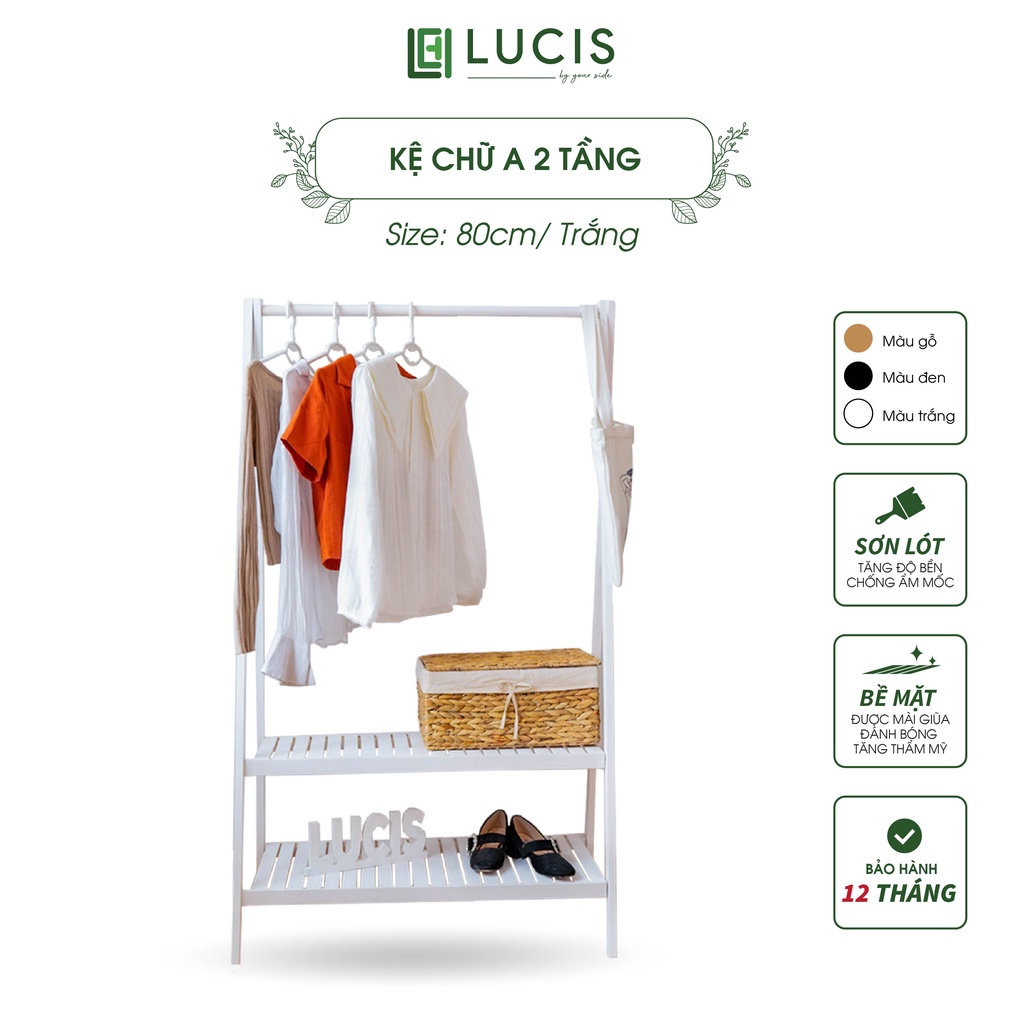 Kệ chữ A treo quần áo 2 tầng để đồ LUCIS size 80cm trang trí nhà cửa