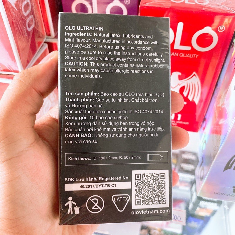 Bao cao su BCS OLO Ultrathin siêu mỏng kết hợp oral sex Hộp 10 chiếc ôm khít bôi trơn kéo dài thời gian Men.69