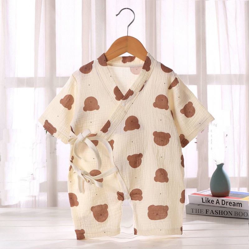 Bộ Áo Liền Quần Bằng Cotton Phong Cách Kimono Thời Trang Mùa Hè 2023 Dành Cho Bé