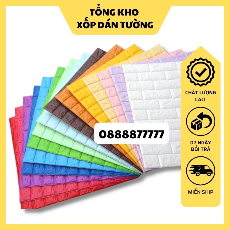 Miếng Xốp Dán Tường Giả Gạch 3D Giá Rẻ Kích Thước 70x77cm Cách Âm Chống Ẩm Chống Thấm