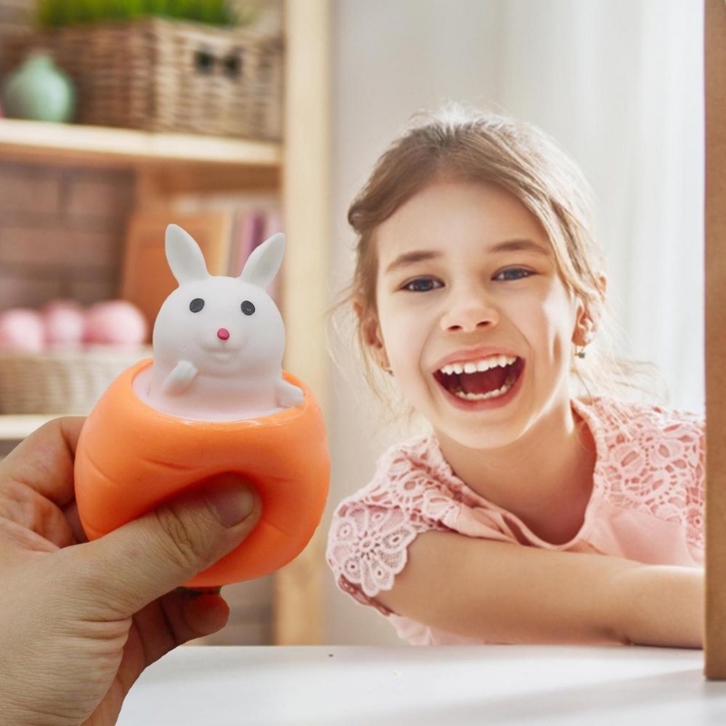 Đồ Chơi Nắn Bóp Đàn Hồi Giảm Stress Hình Thỏ Cà Rốt Hoạt Hình