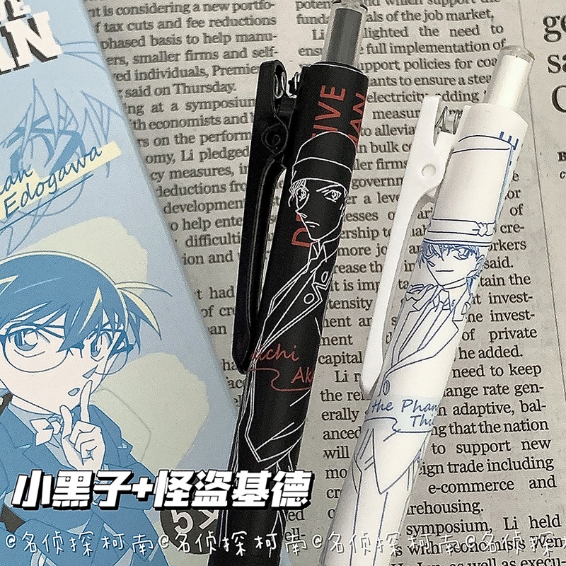 Bút Mực Nước Đen Nhanh Khô Ngòi 0.5mm In Hình Thám Tử Conan Phong Cách Nhật Bản
