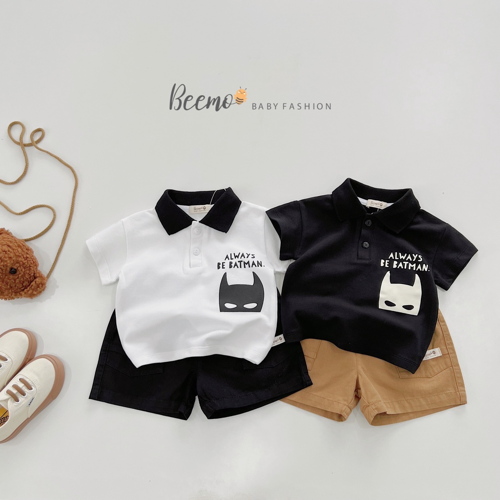 Bộ polo Batman cá sấu cho bé trai Beemo,chất liệu cá sấu và quần kaki,thiết kế phom cứng cáp, xịn xò B279