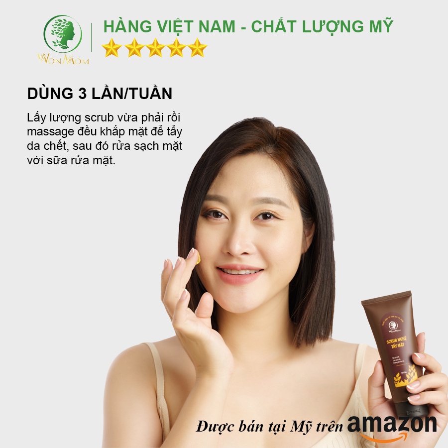 [ Giảm 50K - Đơn 459K ] Combo sữa rửa mặt hữu cơ + scrub nghệ tẩy mặt + túi xông mặt thảo dược Wonmom