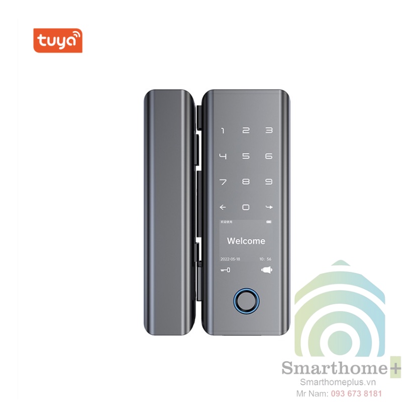 Khóa Cửa Kính Vân Tay Mã Số Thẻ Từ Điều Khiển Qua App Tuya SHP-DL8B