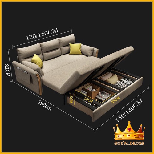 [BÁN CHẠY] Giường gấp gọn thông minh ROYALDECORHN sofa giường phòng khách đa năng khung thép, giường xếp đệm cao su | BigBuy360 - bigbuy360.vn