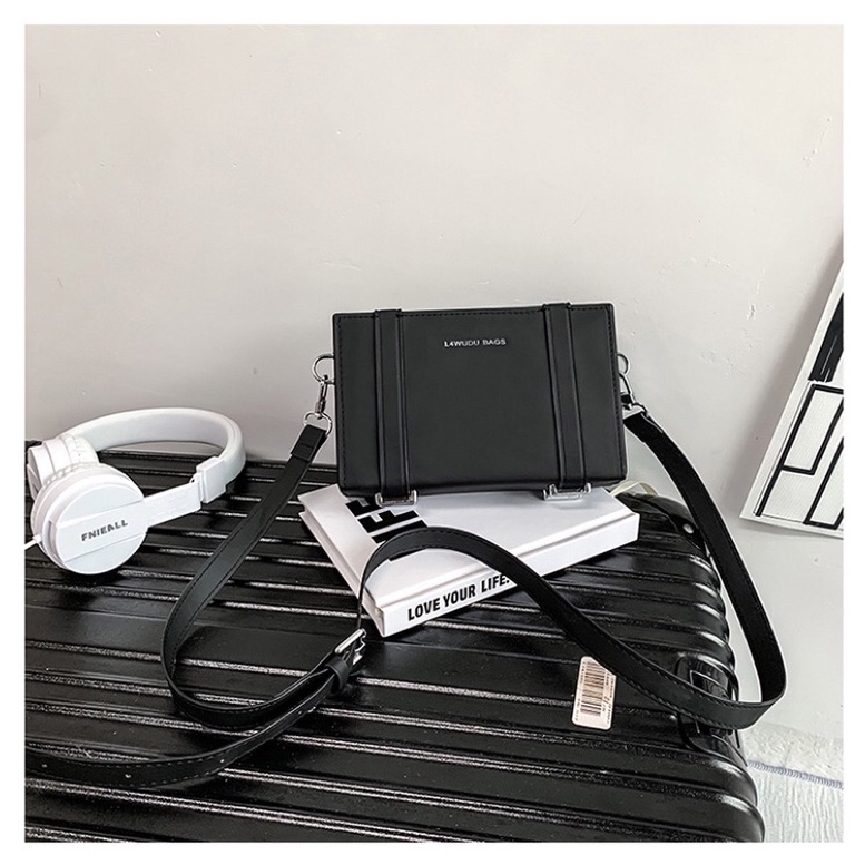 Túi đeo chéo Túi đeo vai da pu unisex thiết kế dạng hộp tinh tế thời trang