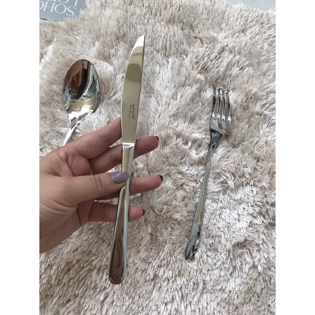 Bộ Dao muỗng  nĩa  ăn bít tết, Inox cao cấp sáng bóng, tinh tế, thiết kế sang trọng VIVO
