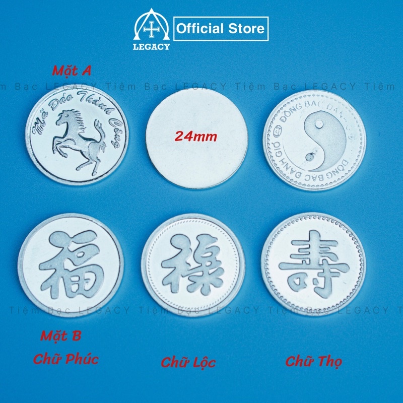 Đồng Bạc Chữ Phúc Lộc Thọ Bạc Tinh Khiết - Kèm Giấy Kiểm Định [Legacy Studio]