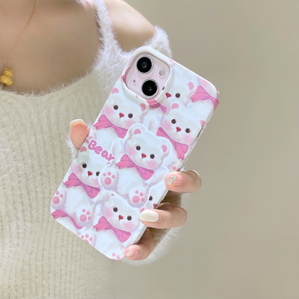 Ốp Điện Thoại PC Cứng Viền TPU Dẻo Họa Tiết Hoạt Hình Chú Thỏ / Gấu Dễ Thương Chống Rơi / Sốc Cho iPhone 14 13 12 11 Pro Max