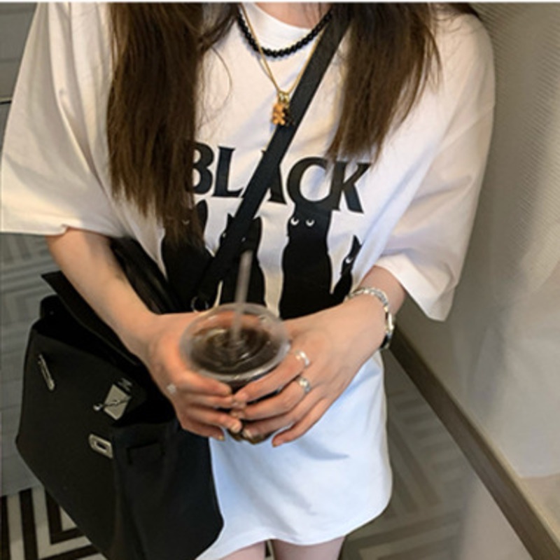 Áo Thun Dệt Kim Tay Ngắn Màu Sắc Tương Phản Thời Trang Mùa Hè