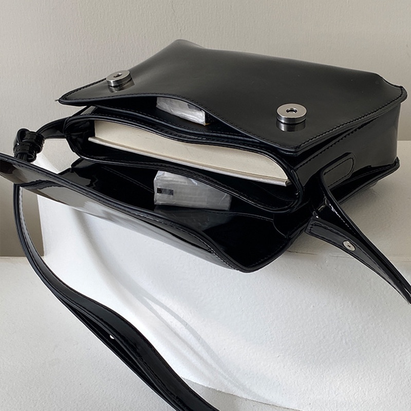 Túi Đeo Vai Hình Vuông Cỡ Nhỏ Bằng Da Bóng Màu Đỏ Phong Cách Cổ Điển Thời Trang Cho Nữ