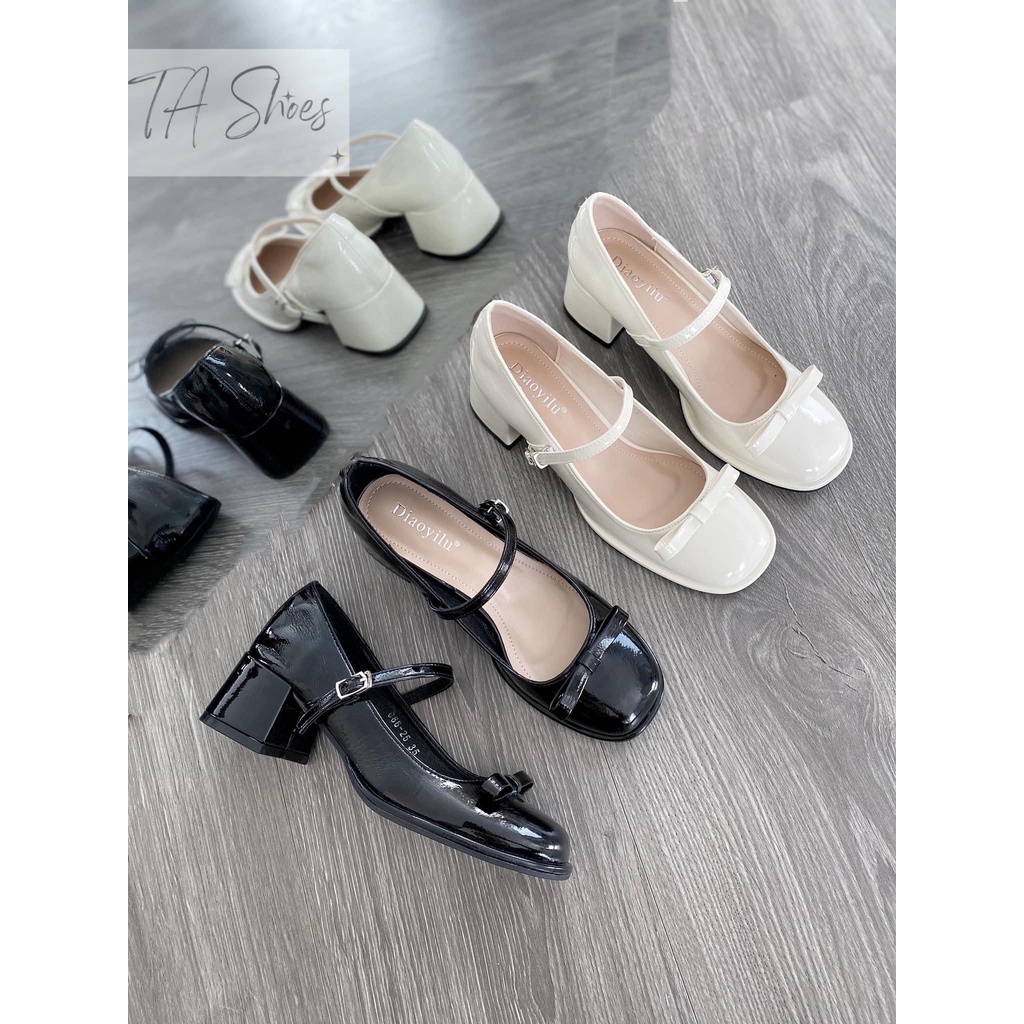 GiàyCao Gót Mary Jane Quai Ngang Nơ 4p Dày Dặn Phong Cách Thời Trang 2023 Hàng Loại 1 FULLBOX,em này siêu sang và đẹp