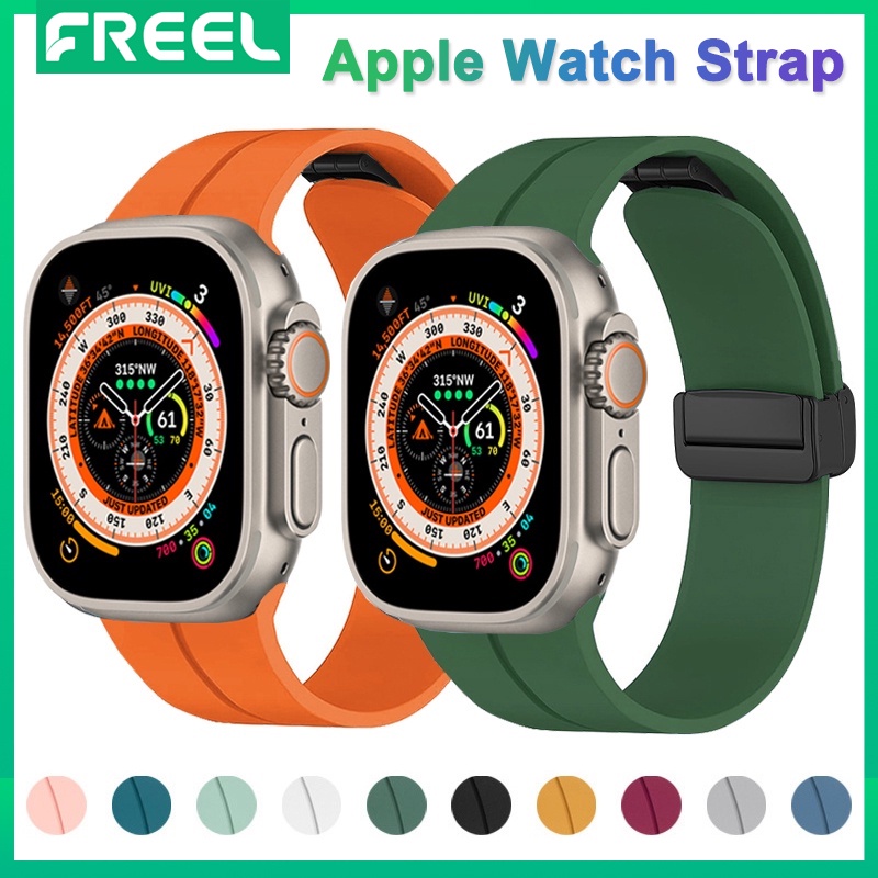 Dây Đeo Bằng Silicone Có Khóa Nam Châm Cho iWatch 8 7 6 5 4 3 2 1 SE 42mm 44mm 45mm 41mm 38mm 40mm