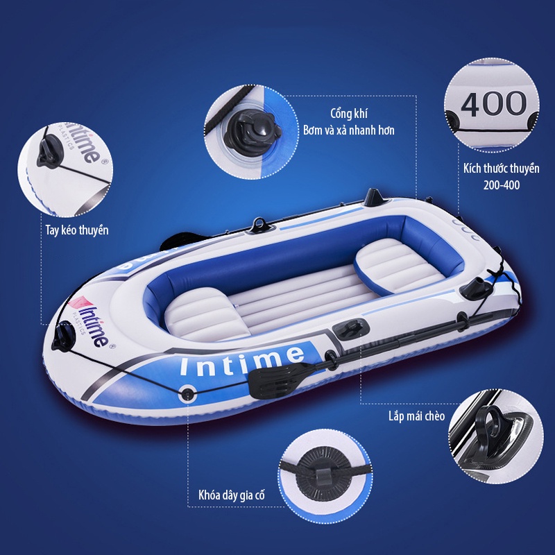 Thuyền Hơi Intime, Thuyền Cao Su Bơm Hơi Câu Cá 2-4 người chèo thuyền, Xuồng Dã Ngoại