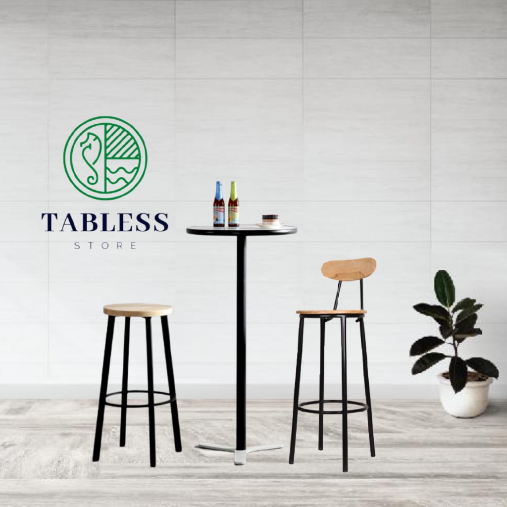 Ghế Quầy Bar Cao Quầy Thu Ngân Cao Gỗ Cao Su Chân Sắt Cao Cấp Dành Cho Quán Cafe Trà Sữa