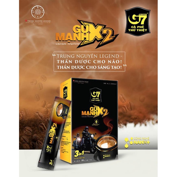 Cà Phê Hòa Tan G7 X2 Gu Mạnh 3in1 Hộp 12 gói/ 25gr Trung Nguyên
