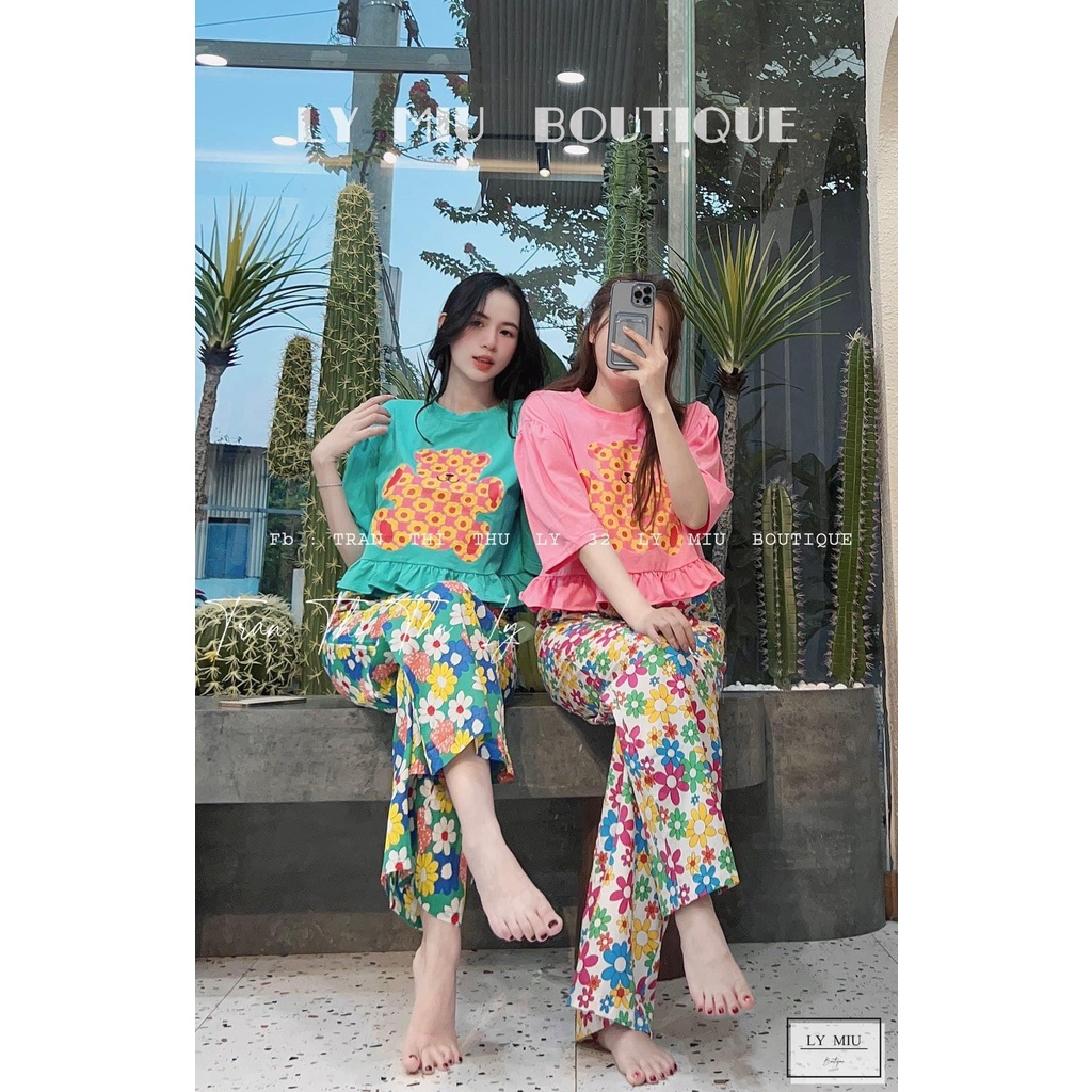✨BÁN SỈ✨Bộ mặc nhà hoa bèo chân chất cotton, quần thô mát