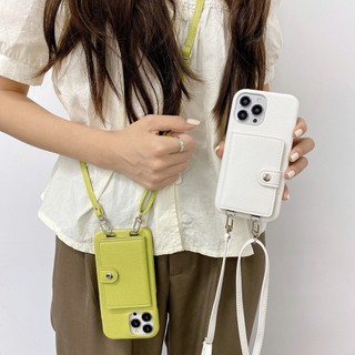 Bao Da Điện Thoại Dạng Ví Nắp Lật Trái Phải Sang Trọng Có Ngăn Đựng Thẻ Và Dây Đeo Cho IPhone 11 12 13 Pro Max IP 14 Pro Max Plus