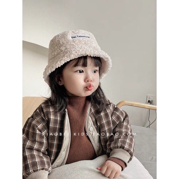 Mũ nón bucket len lông cừu bé trai bé gái phong cách thời trang hàn quốc. Từ 2-7 tuổi