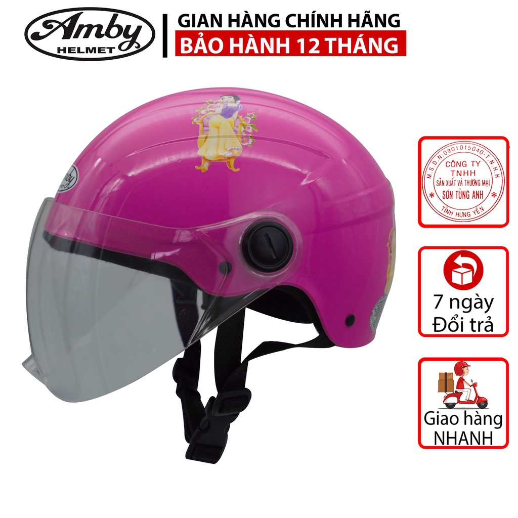 Mũ Bảo Hiểm Trẻ Em Nửa Đầu Amby Helmet, tem dán họa tiết đáng yêu cho bé gái - Tem Hồng Đậm