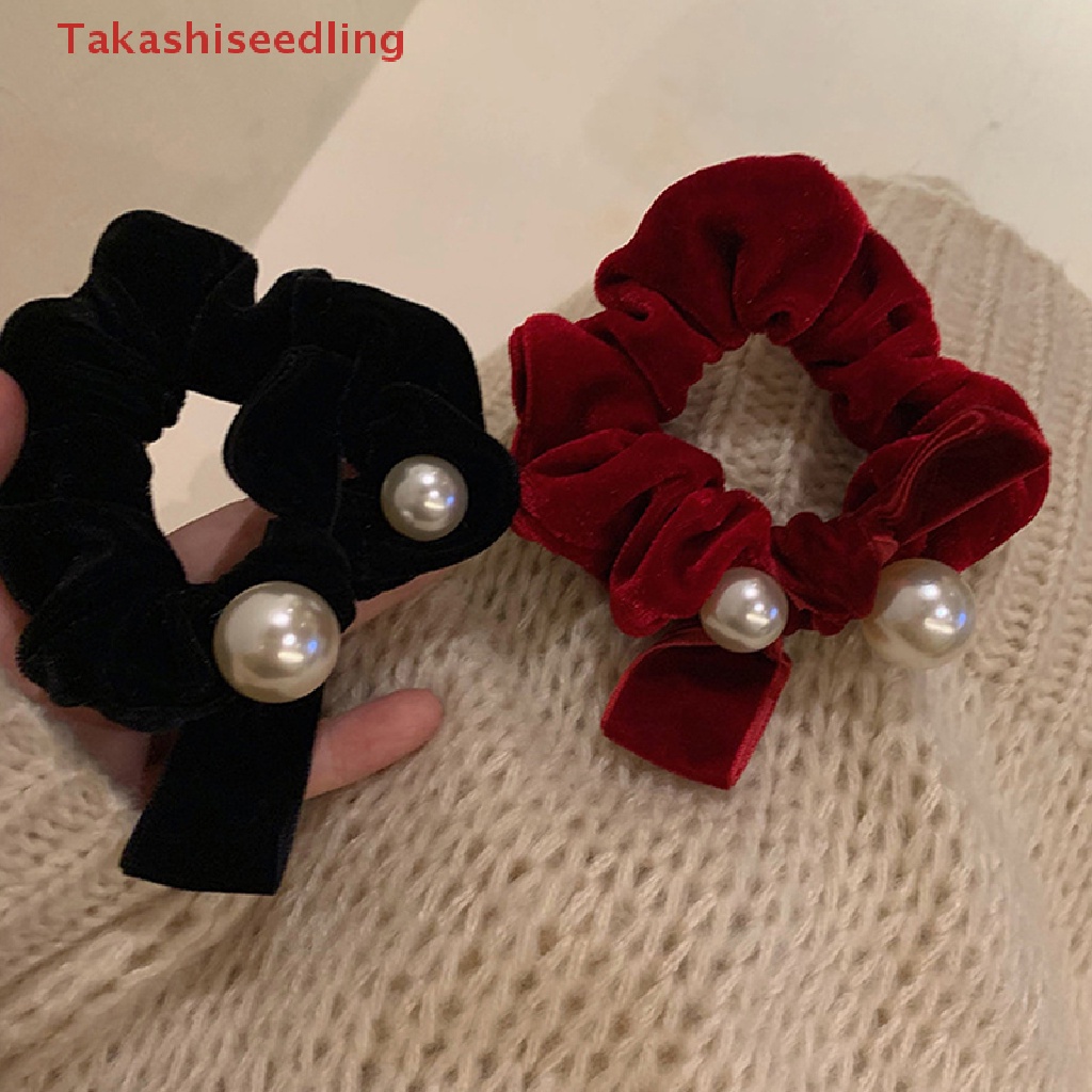 Dây Cột Tóc Nhung Thắt Nơ Màu Đen / Rượu Thanh Lịch Cho Nữ